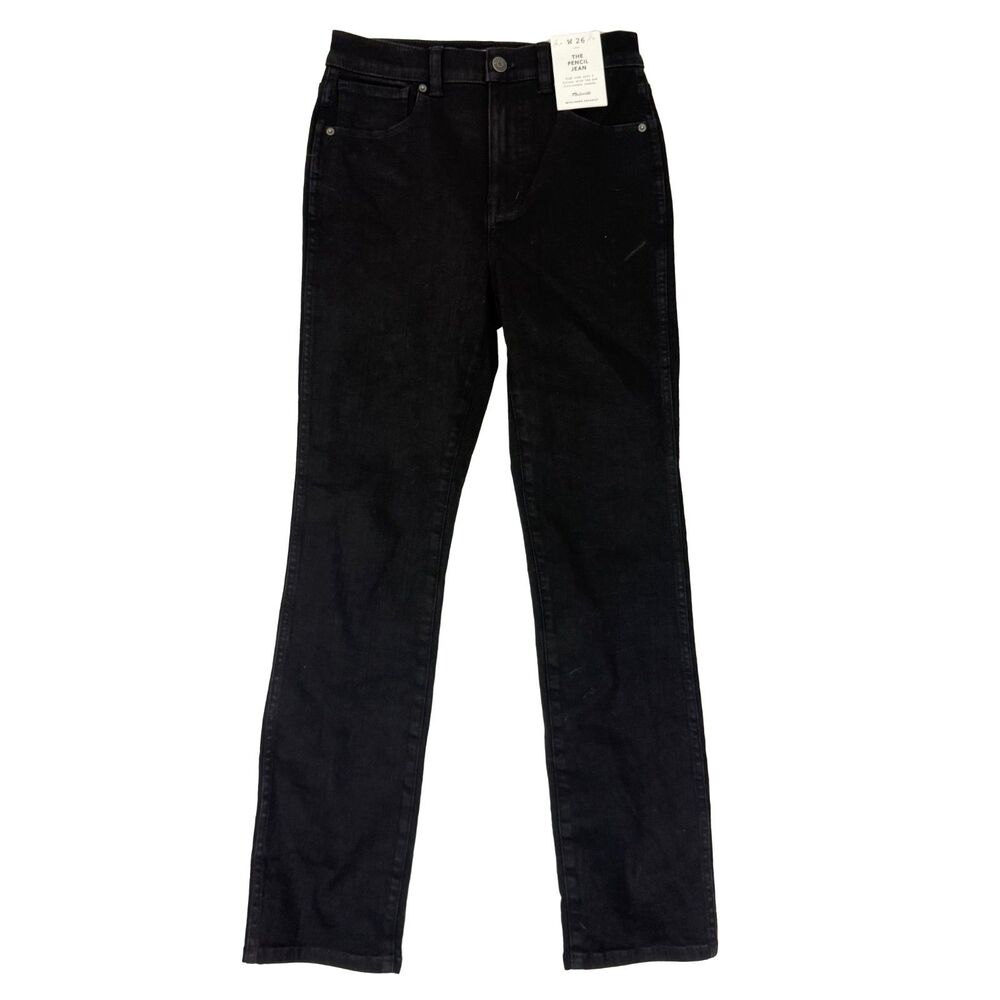 MADEWELL The Pencil Jean 26 Black Frost Slim Straight Super Stretch NWT B83 - Picture 2 of 6